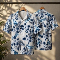 Dodgers Hawaiian Button Down Shirt Unisex Adults BL2548