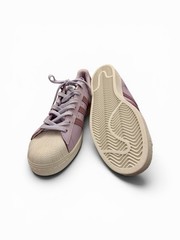 adidas Superstar Low Top Shell Toe Lace-Up Sneakers Solid Purple Pink Beige