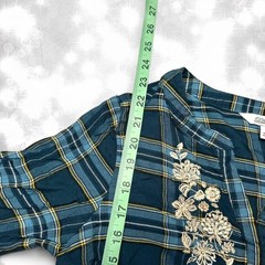 Boho aesthetic 90s girl long sleeve quarter button plaid top