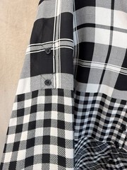 Express Button-Up Shirt Patchwork Design Black and White Med Slim Fit