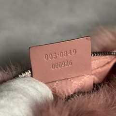 GUCCI Half Moon Loop Handle Mauve Fur Mini Clutch Bag