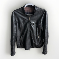 VKNAGRANI Mens Black Lambskin Leather Cafe Racer Moto Jacket Italy 48 US 38 M