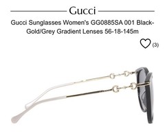 GUCCI GG0885SA-001 Black Grey Italy Authentic Full Rim Sun