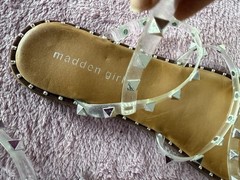 Madden Girl Clear Strap Studded Flat Sandals