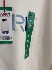 Esprit Women’s Logo Fleece Crewneck Sweatshirt Cream Viral 80’s Costco XL NEW