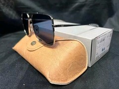 RAY-BAN POLARIZED ARI SUNGLASSES RB3758 003/2V SILVER FRAME BLUE LENS 145mm