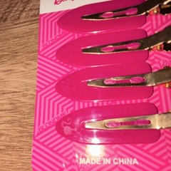 Barbie Pink Snap Hair Clips Set of 4, Metal/Plastic, Silver & Pink