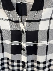 Express Button-Up Shirt Patchwork Design Black and White Med Slim Fit