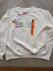 Esprit Women’s Logo Fleece Crewneck Sweatshirt Cream Viral 80’s Costco 2XL XXL