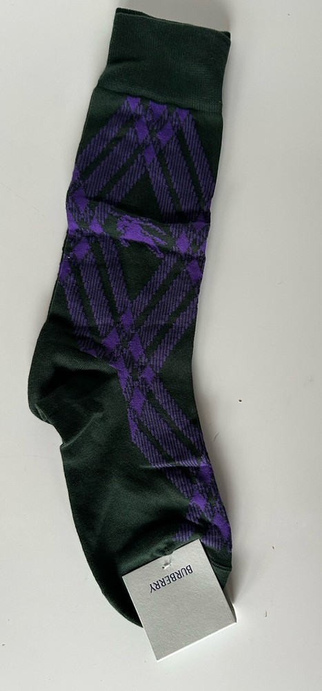 Burberry 3 Bar Socks Wine/Royal M (8-10 US / 38-40 Euro) 8079930 NWT $140