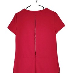 Maison 123 Paris Shift Dress sz M US 38 F Cranberry Red Stretch Pockets Career