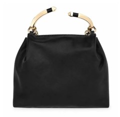 VALENTINO GARAVANI ‘Bebop’ Black satin Clutch Bag w/ gold Ring Loop Handle