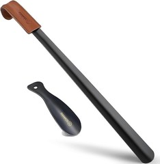 Long Handle Metal Shoe Horn for Seniors – Boot Helper Spoon Dressing Aid